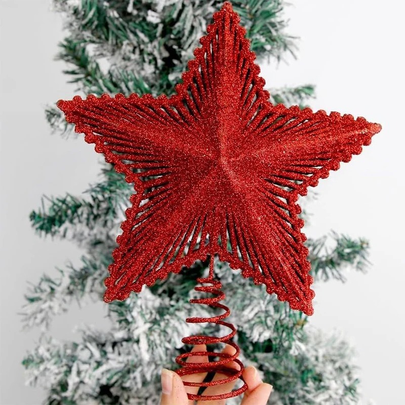 Star Tree Topper - 25 см красный блестящий топпер для