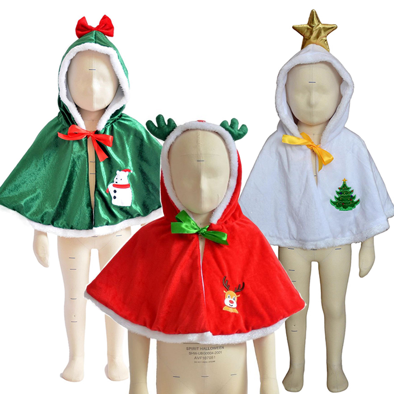 Elf Costume Christmas - Рождественское пончо с капюшоном зеленого эльфа,