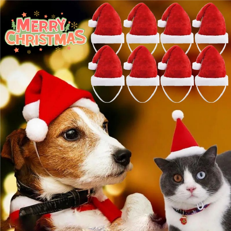 Santa Hat Plush - Рождественская шапка Санты для домашних животных,