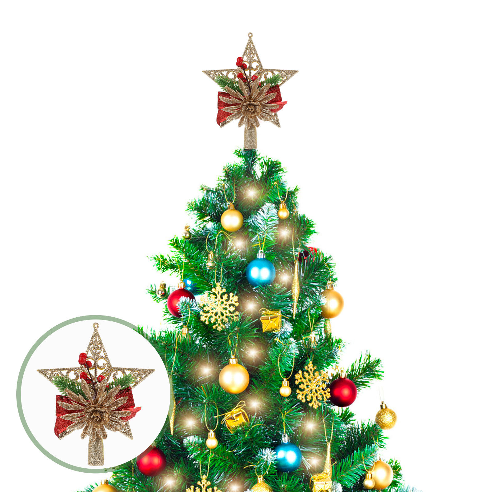 Star Tree Topper - Изысканная пятиконечная звезда для украшения верхушки