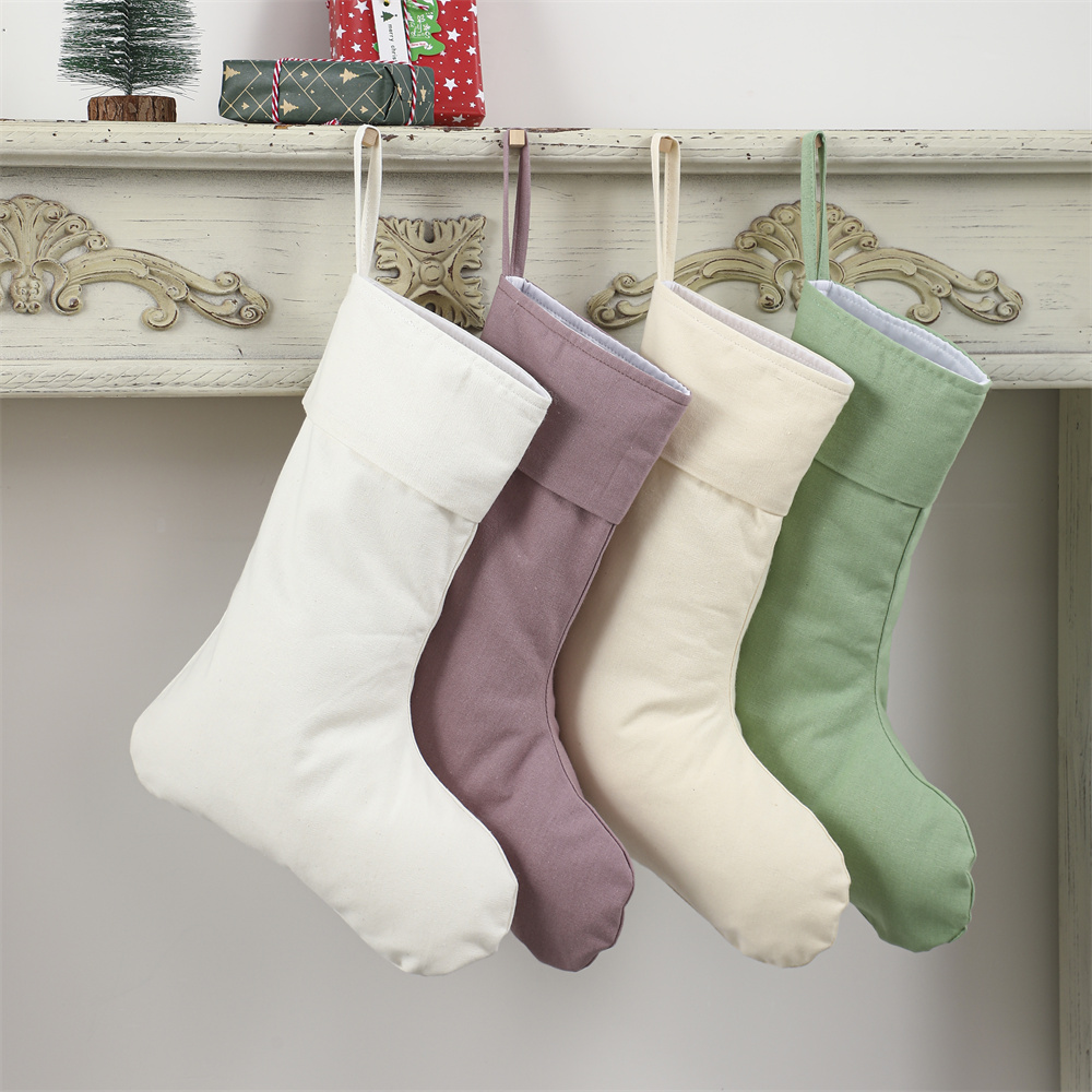 Christmas Stocking Hanging - Льняные рождественские чулки, рождественские натуральные простые