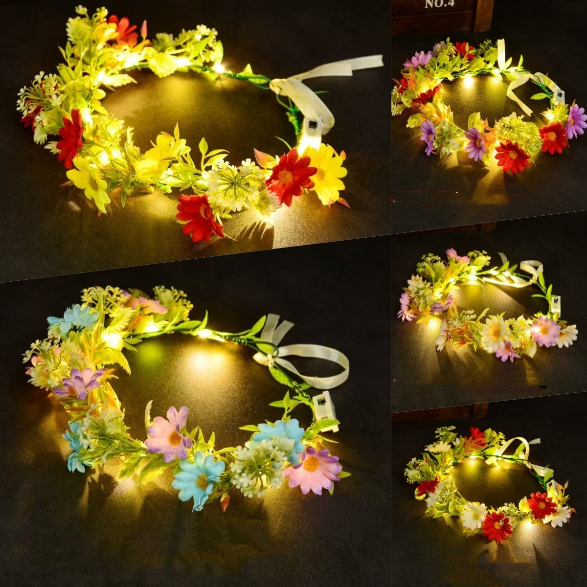Led Fairy String Lights - Светящийся цветочный венок с LED-подсветкой, светящаяся