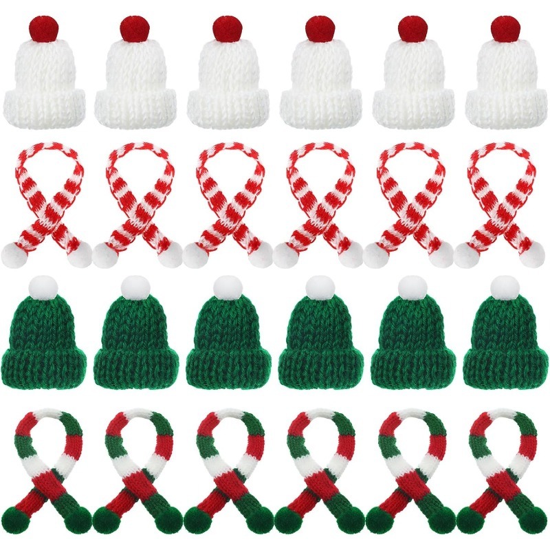 Santa Hat Plush - 5/10 шт. рождественские украшения, мини-вязаная шапка,