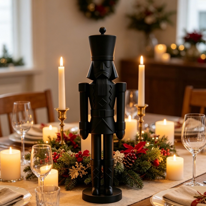 Nutcracker Figurine - Минималистичная черная статуэтка солдата-Щелкунчика, 3D-печатная скульптура,