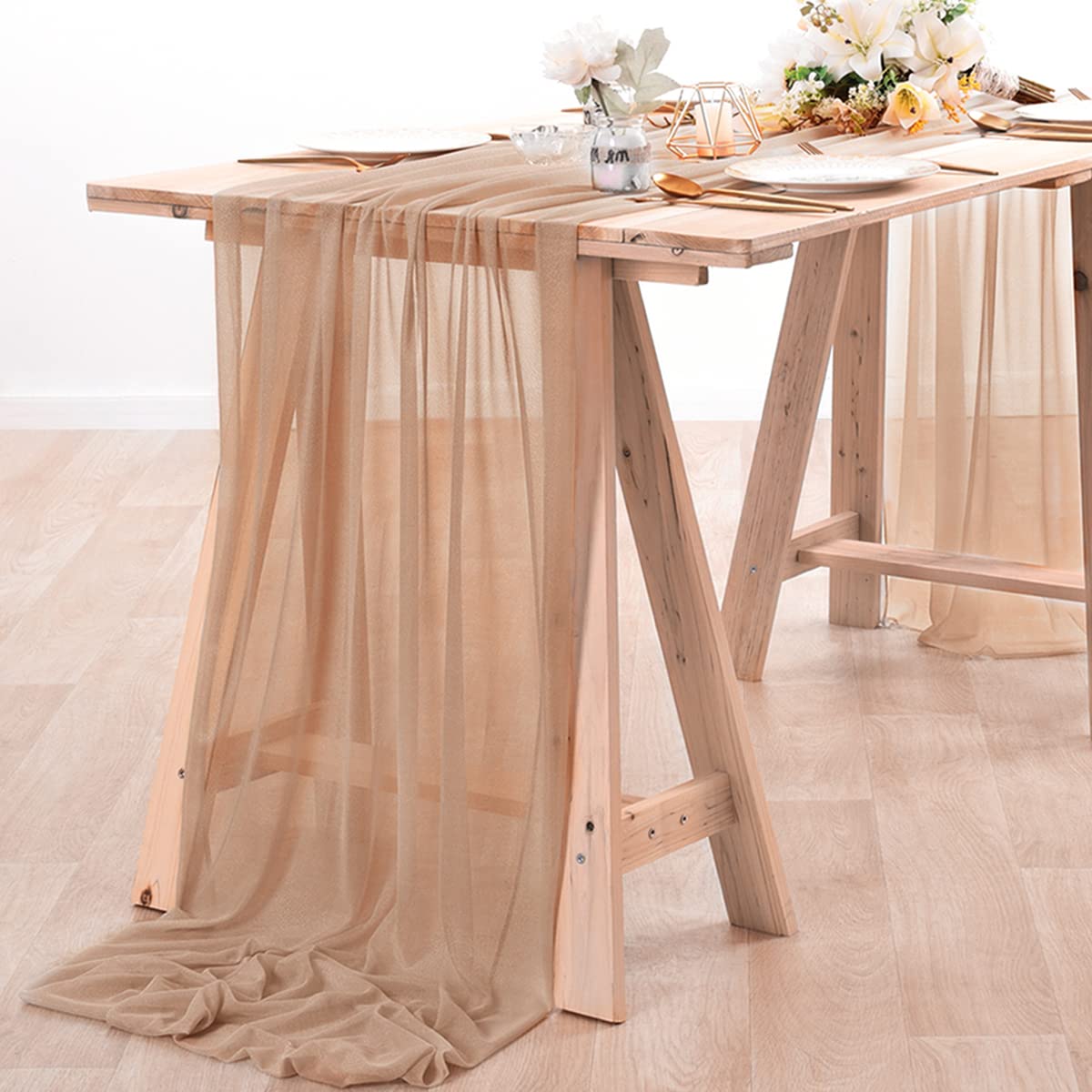 Christmas Table Runner - Шифоновая дорожка для стола телесного цвета,