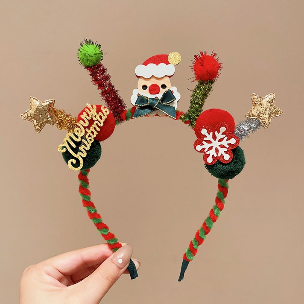 Reindeer Antlers Headband - Плюшевая светодиодная рождественская повязка на голову,