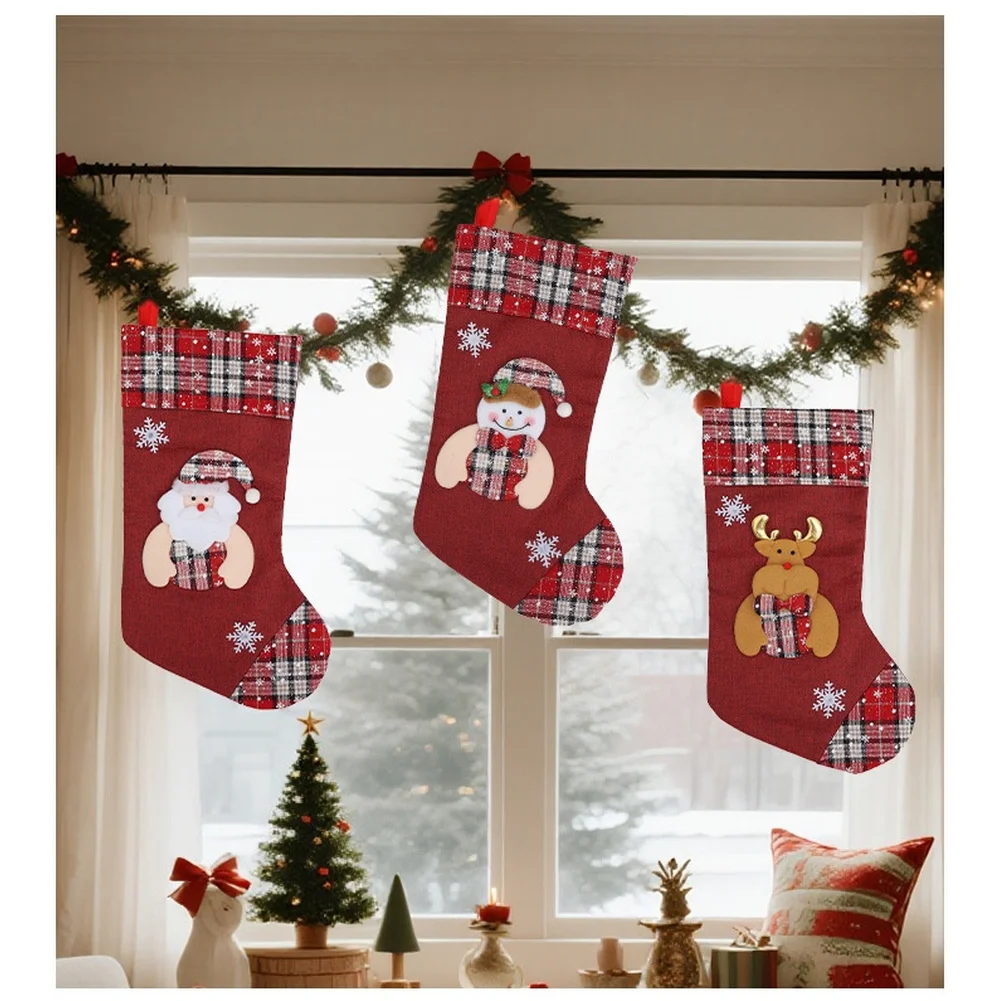 Christmas Stocking Hanging - 1 шт., рождественские чулки, подарочная сумка,