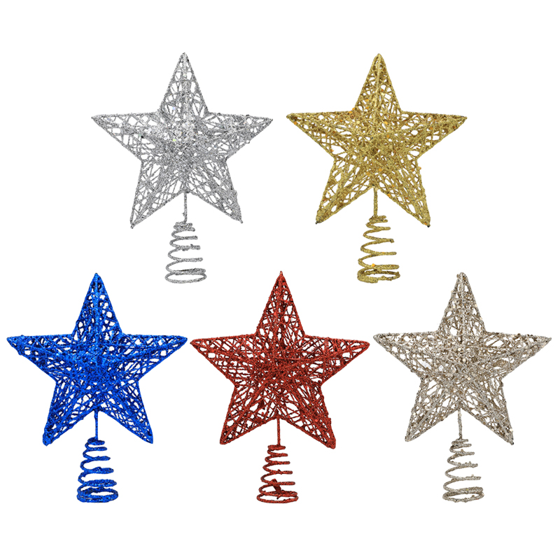 Star Tree Topper - 1 шт., золотой/серебристый/красный/синий блестящий топпер для