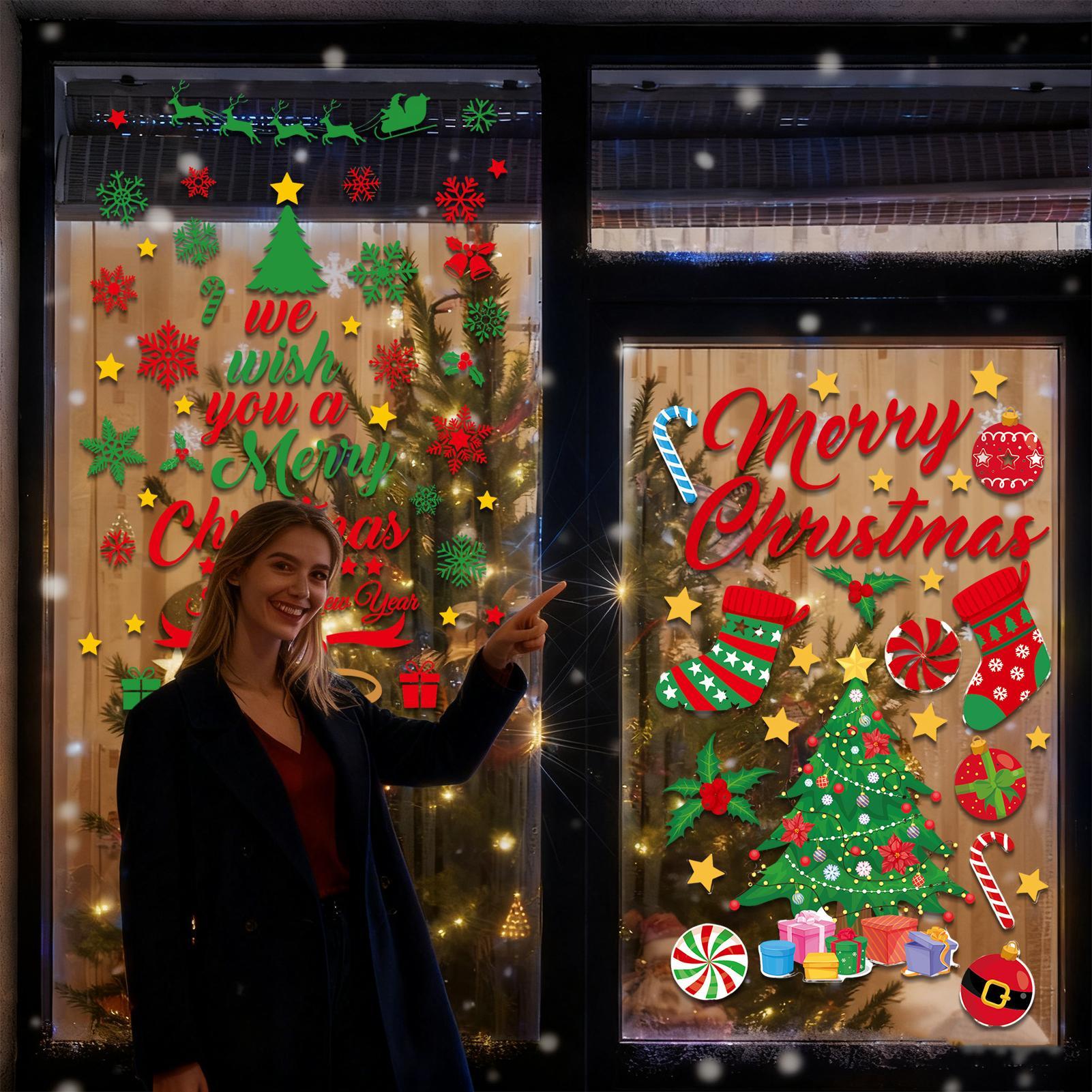 Snowflake Window Decal - 3 шт., рождественские наклейки на стену,