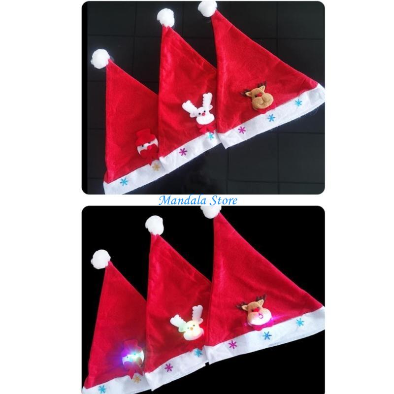 Santa Hat Plush - U2JC Рождественская шапка для взрослых Светодиодная