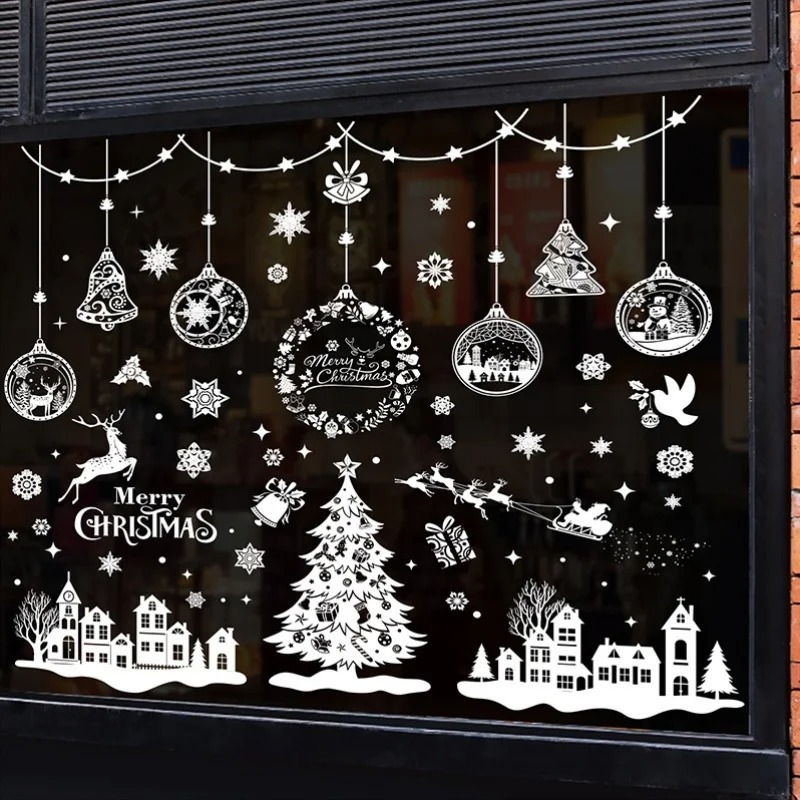 9 листов, 243 шт. многоразовых – обзор и цена Snowflake Window Decal