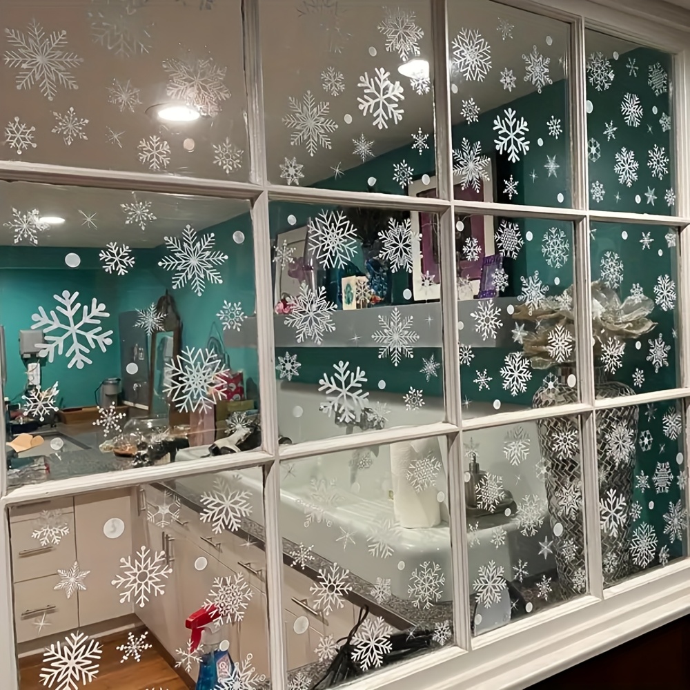 137 шт., зимние статические ли – обзор и цена Snowflake Window Decal