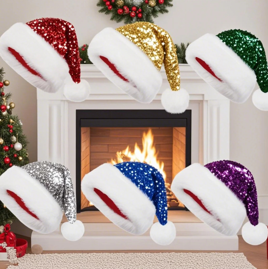 Рождественская шапка с пайетка – обзор и цена Santa Hat Plush