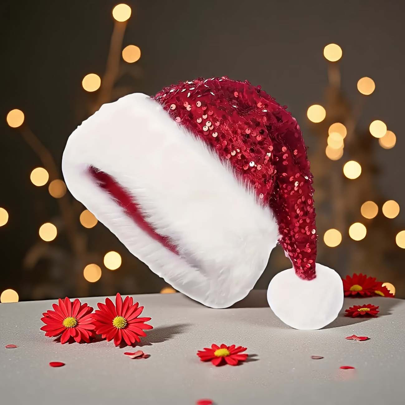 Рождественская шапка с пайетка – обзор и цена Santa Hat Plush