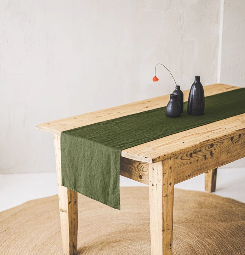 Скатерть-дорожка из 100% льна, – обзор и цена Christmas Table Runner
